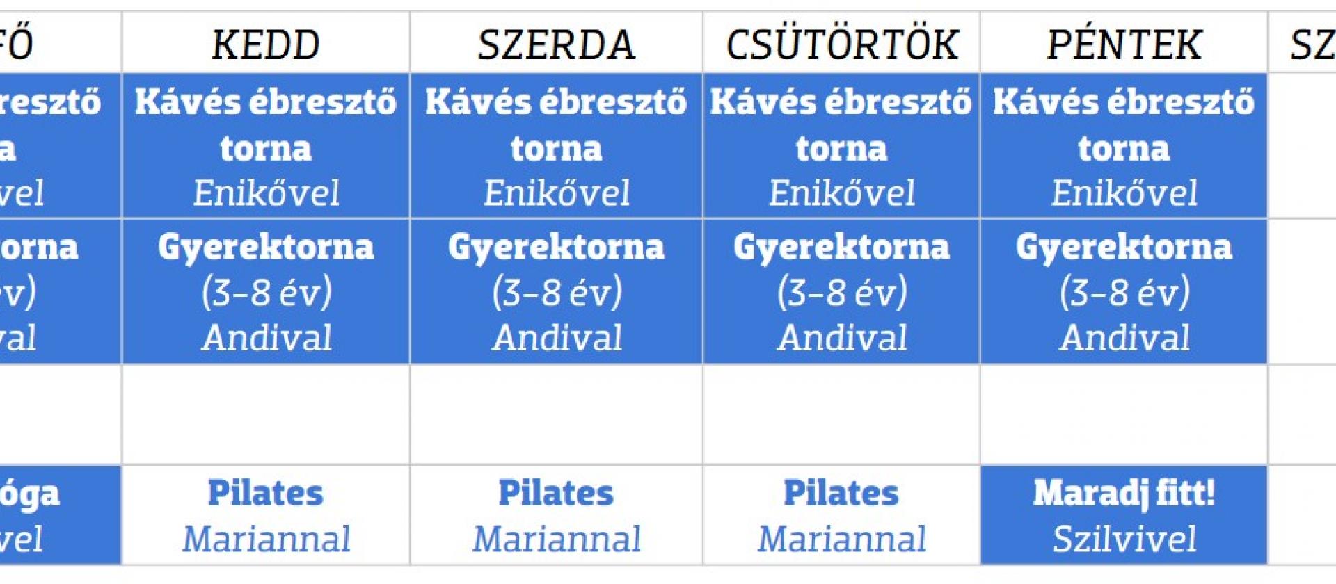 SUHANJotthon órarend